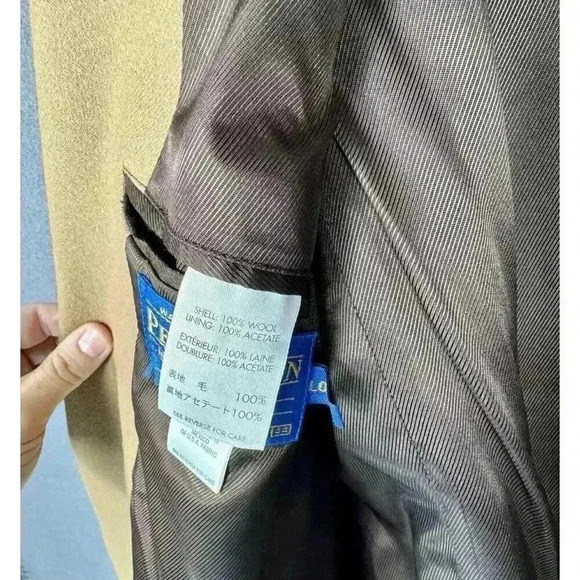 Pendleton Wool Blazer Jacket Size 44 Long Sportcoat Khaki Tan Gold 2 Button EUC - Picture 4 of 12